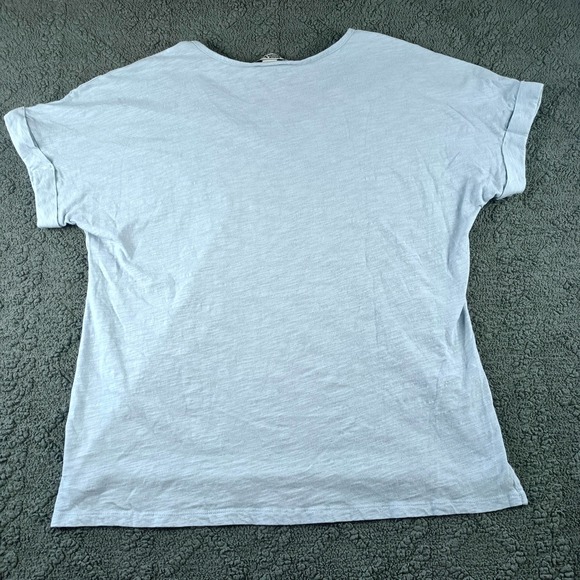 Eddie Bauer Women's Size L V-Neck T-Shirt Light Blue Cotton Slub Knit - Picture 8 of 8